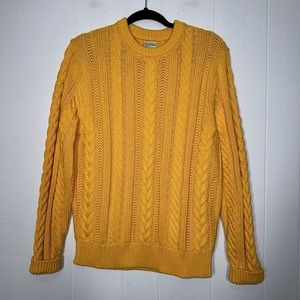 J.Crew Men’s Heritage Cotton Cable Knit Sweater Yellow Size Medium